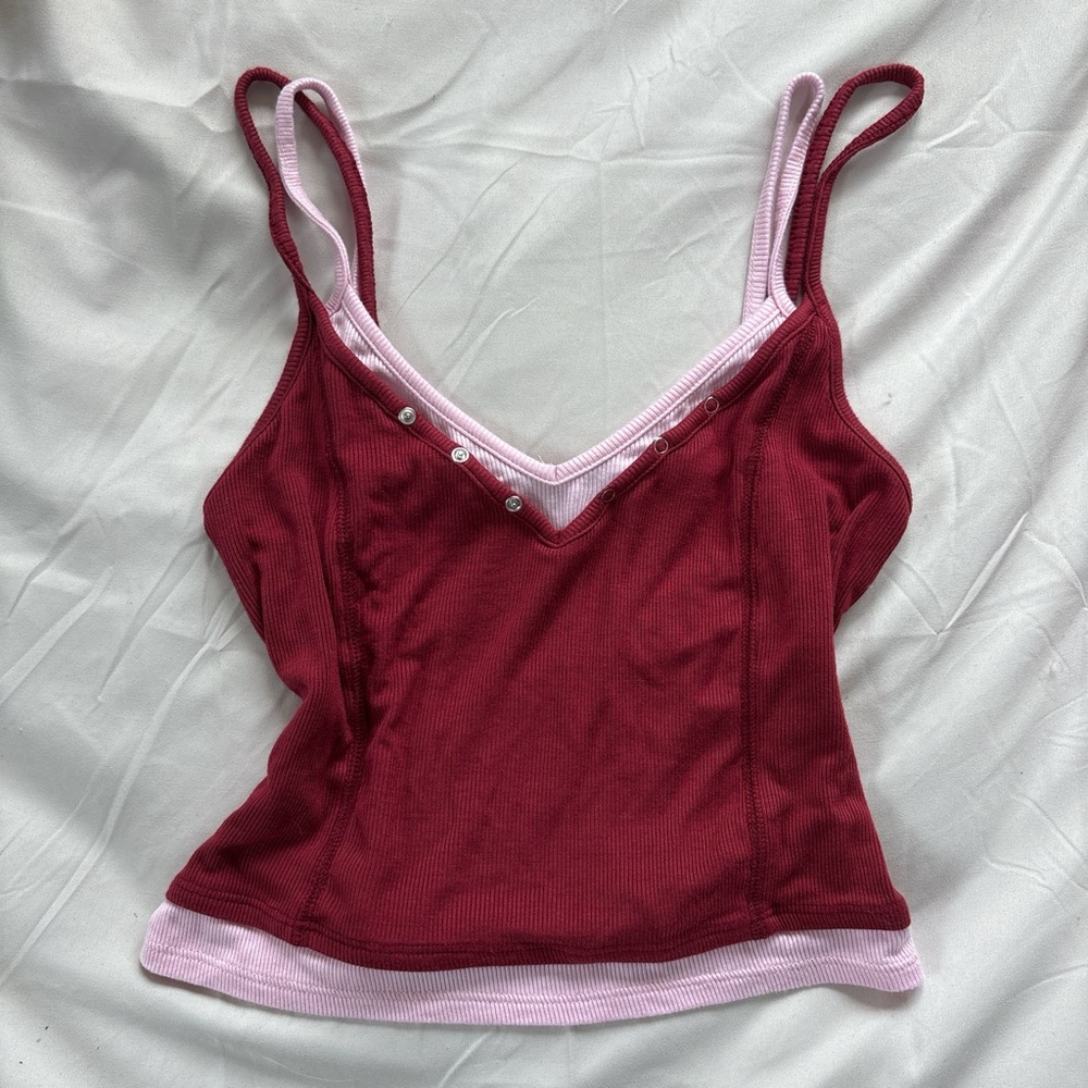 Tilly's Burgundy and Light Pink Camisole